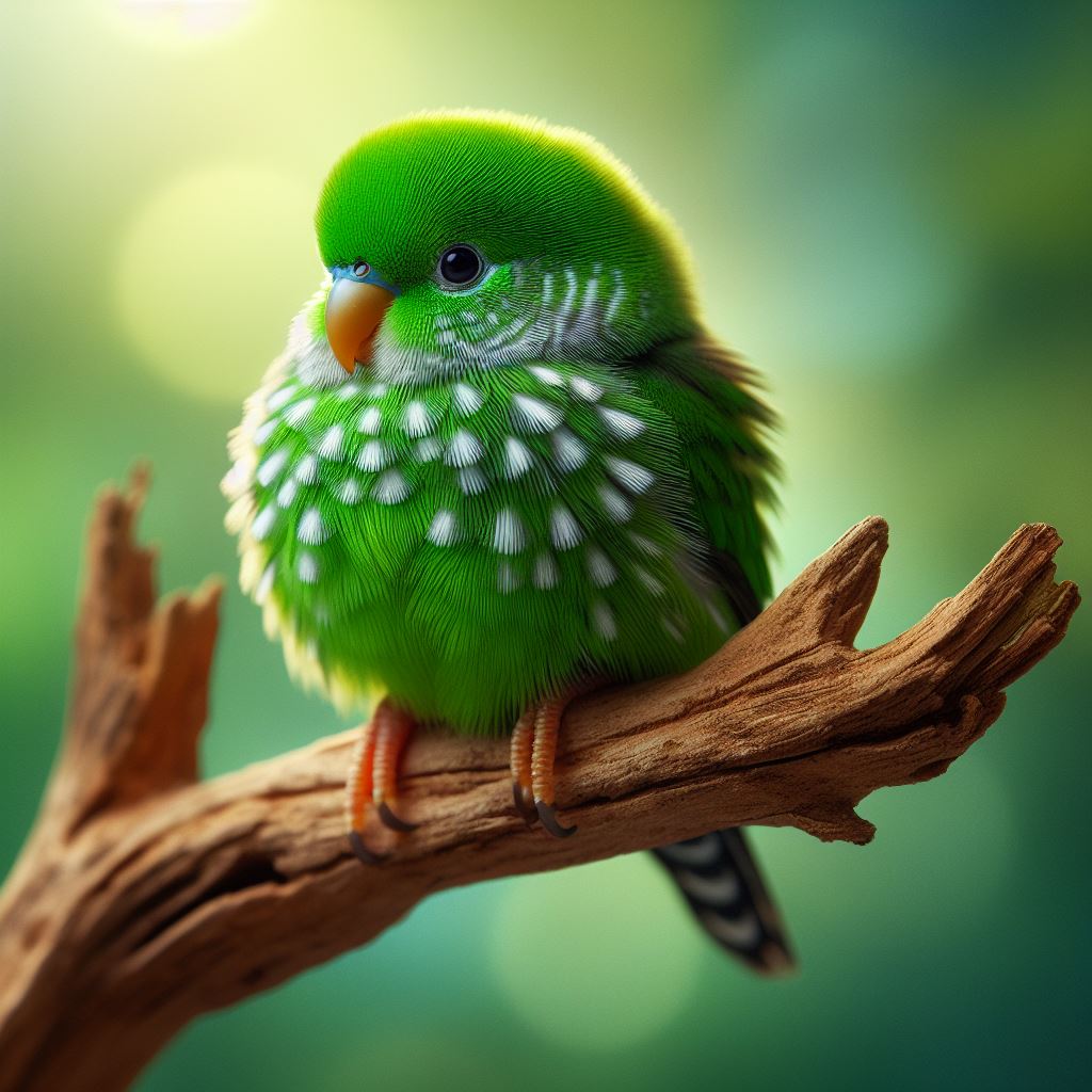 Loro Pigmeo de Nueva Guinea con plumaje verde.